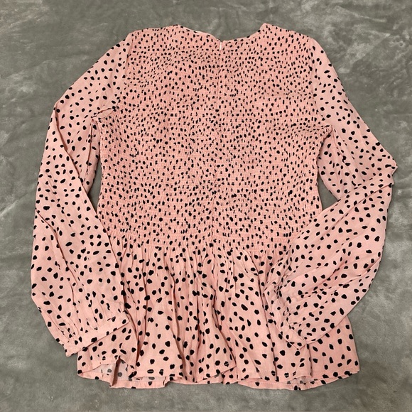 beachlunchlounge New Lauren Polka Dot Rayon Smocked Top S/P Pink - Picture 16 of 16